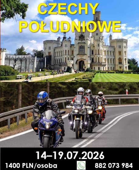 WYJAZD  MOTOCYKLOWY Południowe Czechy 16-19.07.2026.